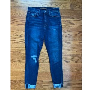Joe's Jeans Gia Hi Rise Crop Dark Wash Distressed Denim